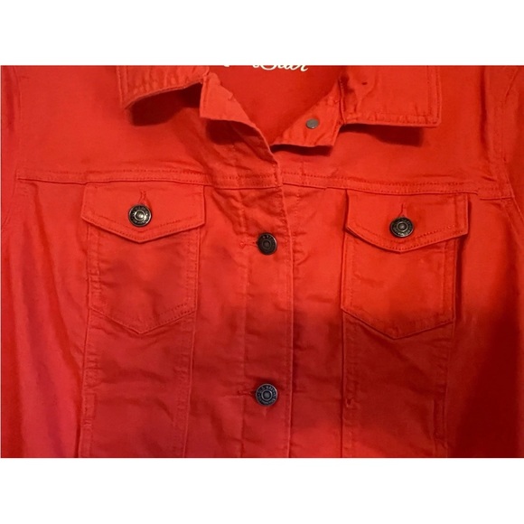 Old Navy rockstar women’s size large vibrant orange denim jean jacket - Picture 5 of 10